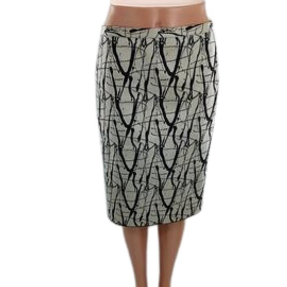 BCBGMAXAZRIA Skirt Paint Splatter Pencil Ruffle Back Womens Size 2 - Picture 1 of 7